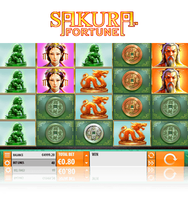 Hier ist der Spielablauf des Sakura Fortune Slots zu sehen.