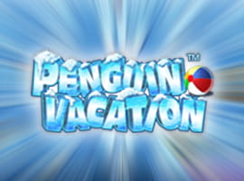 Imagen de la slot Penguin Vacation en la que aparecen tres simpáticos pingüinos pescando en la Antártida.